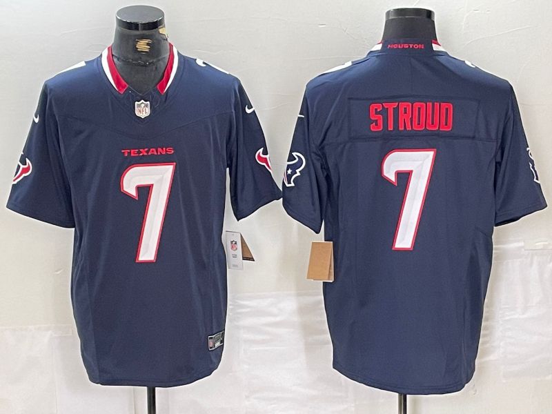 Men Houston Texans 7 Stroud Blue Three generations 2025 Nike Limited NFL Jersey style 32